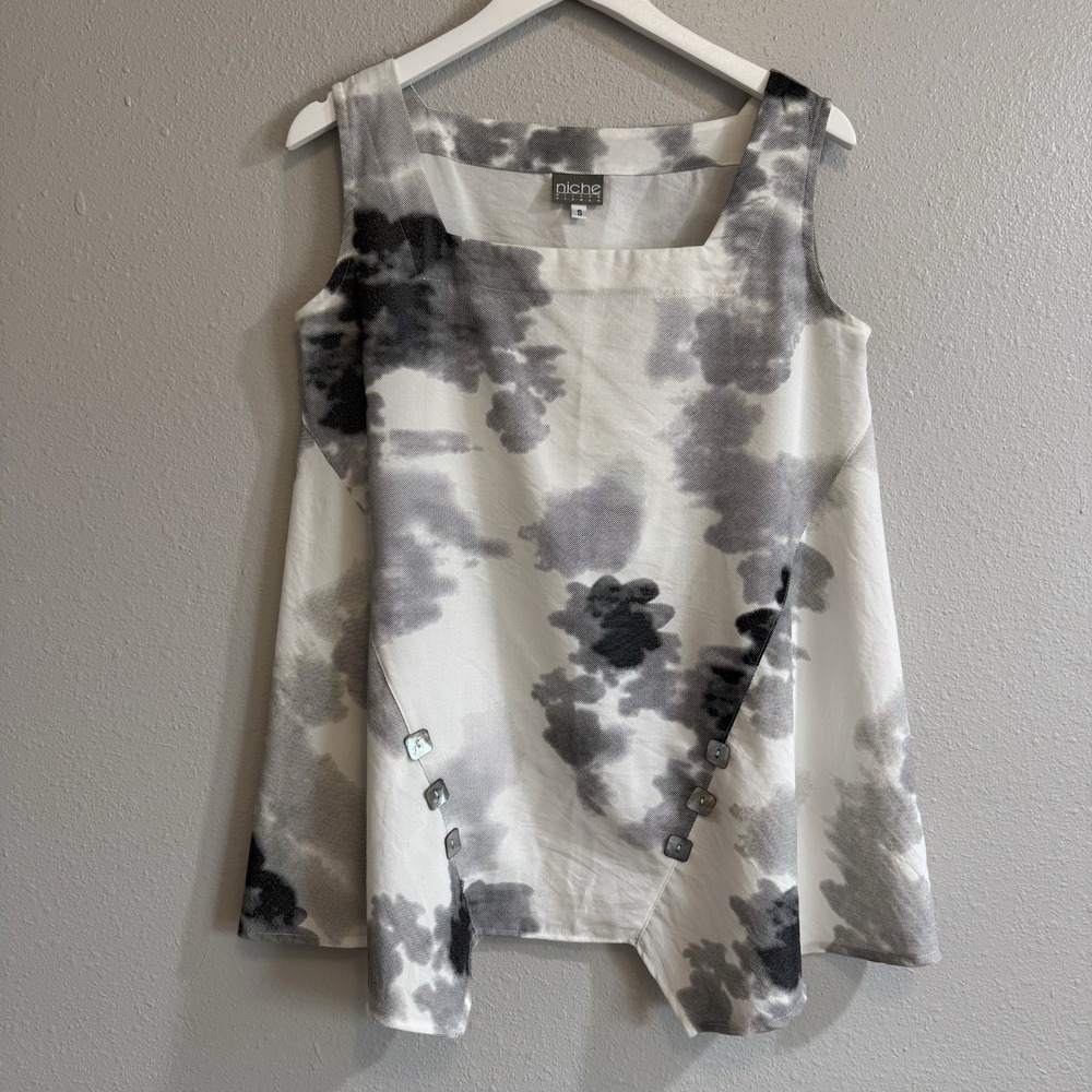 Niche by Nilgun Derman Clouds Asymmetrical Artsy Lagenlook Tunic Tank Top Size-S